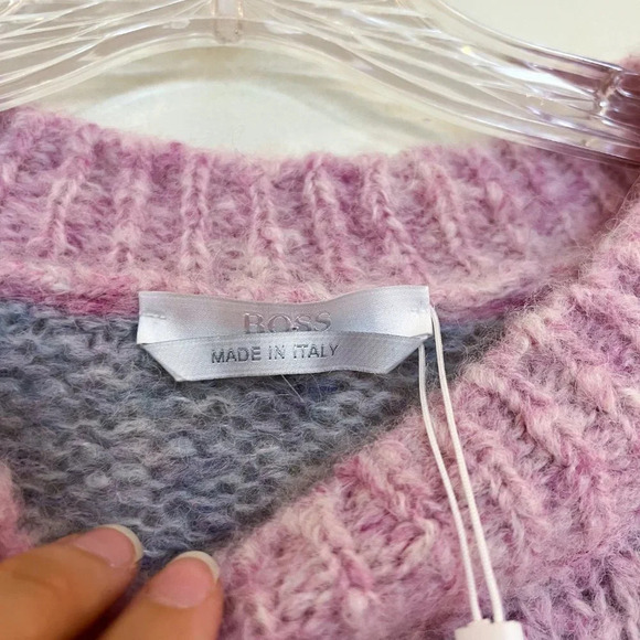 BOSS Farolina Alpaca Wool Blend Rainbow Pink Crew Neck Designer Knit Sweater M - Picture 6 of 10
